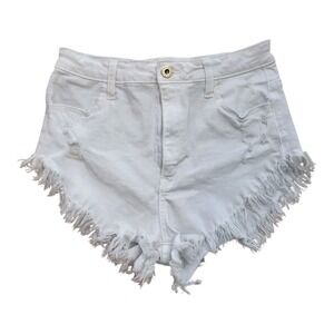 💕Aphrodite White Distressed Short Shorts‎ Strech Size L
